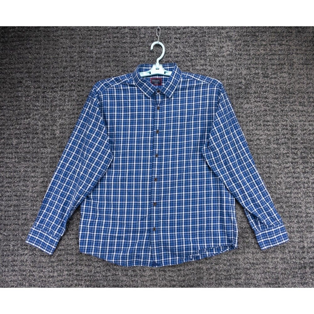 UNTUCKit Shirt Mens XL Blue White Plaid Flannel Long Sleeve Fresco Casual Preppy